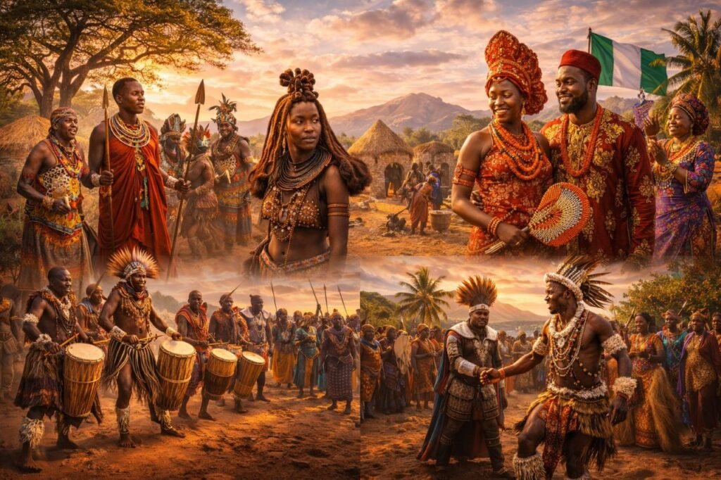 🌍 Africa: A Continent of Rich Cultures, Traditions, and Timeless Heritage. african traditions at sunset in harmony