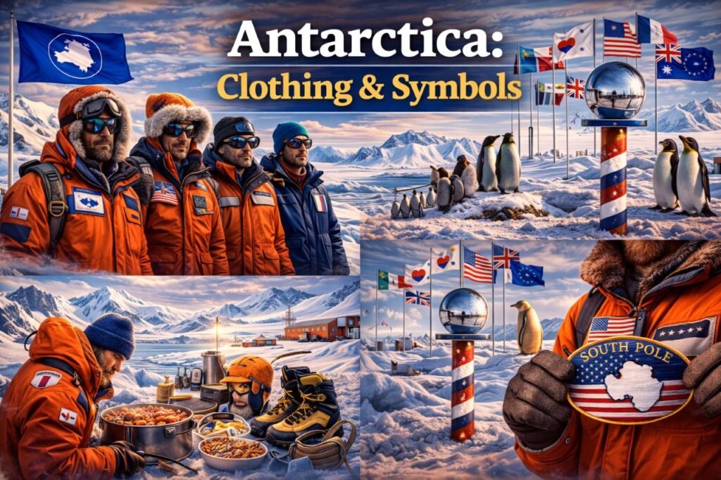 antarctic research gear and flags