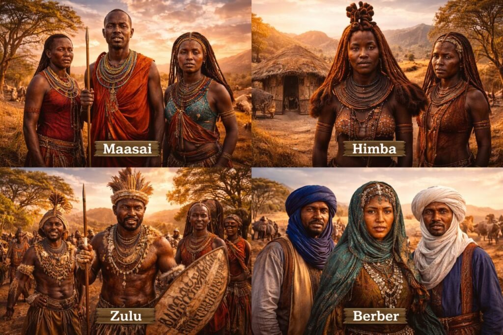 🌍 Africa: A Continent of Rich Cultures, Traditions, and Timeless Heritage. portraits of african heritage groups