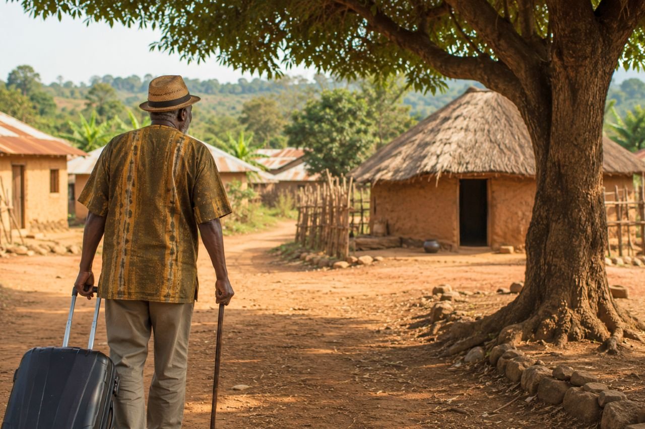 rural journey through a peaceful village