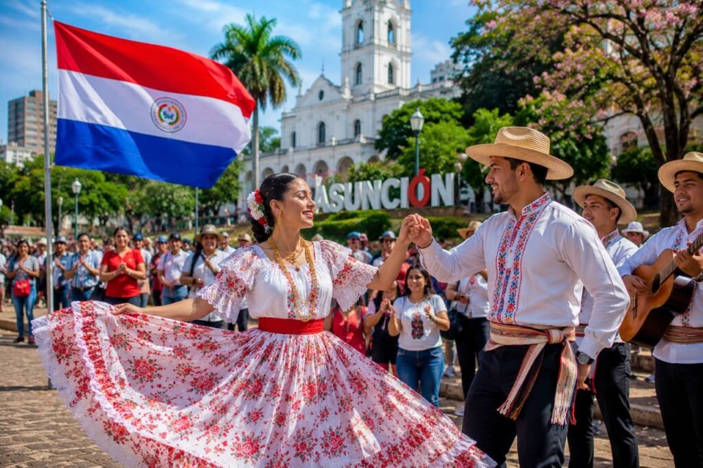 festive dance in asunción parade, paraguay culture