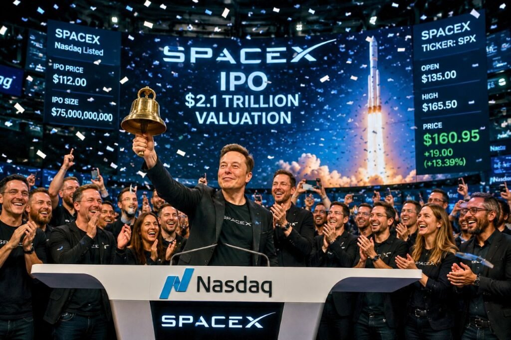 nasdaq celebration with spacex ipo triumph