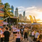 sunset beach festival vibes, queensland (qld) culture – australia.