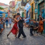 tango performance in vibrant street scene, argentina south america