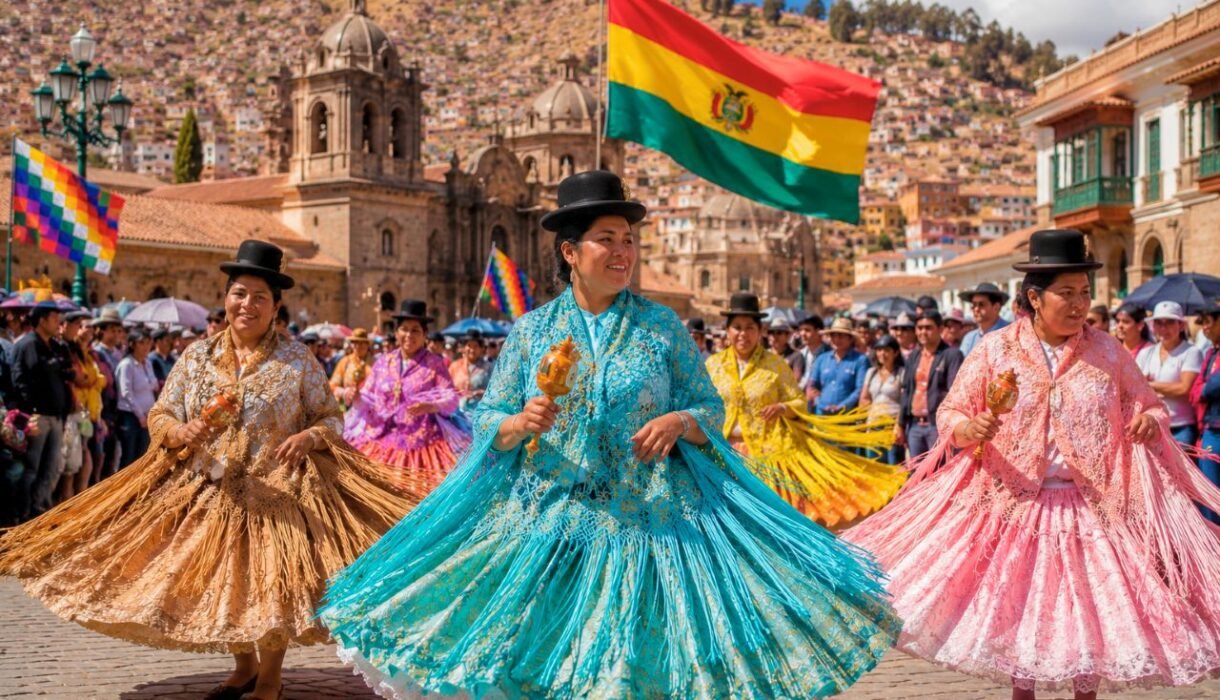 vibrant andean dance festival celebration, bolivia, south america