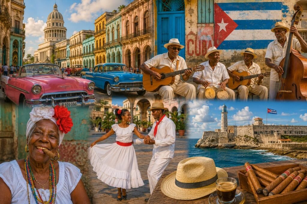 vibrant cuban street life collage cuba culture