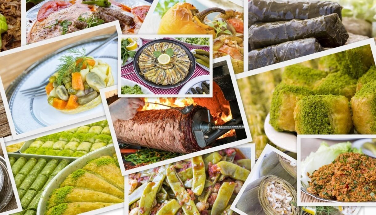 traditional delicious different turkish foods collage. rich menu.