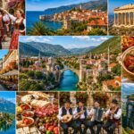 balkan culture and landscapes collage