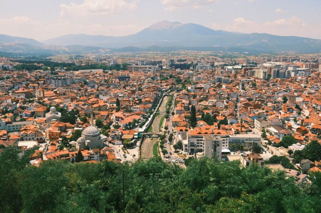 explore the vibrant cityscape of prizren with a stunning mountain backdrop prizren, kosovo