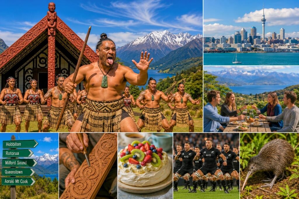 new zealand culture and adventure collage