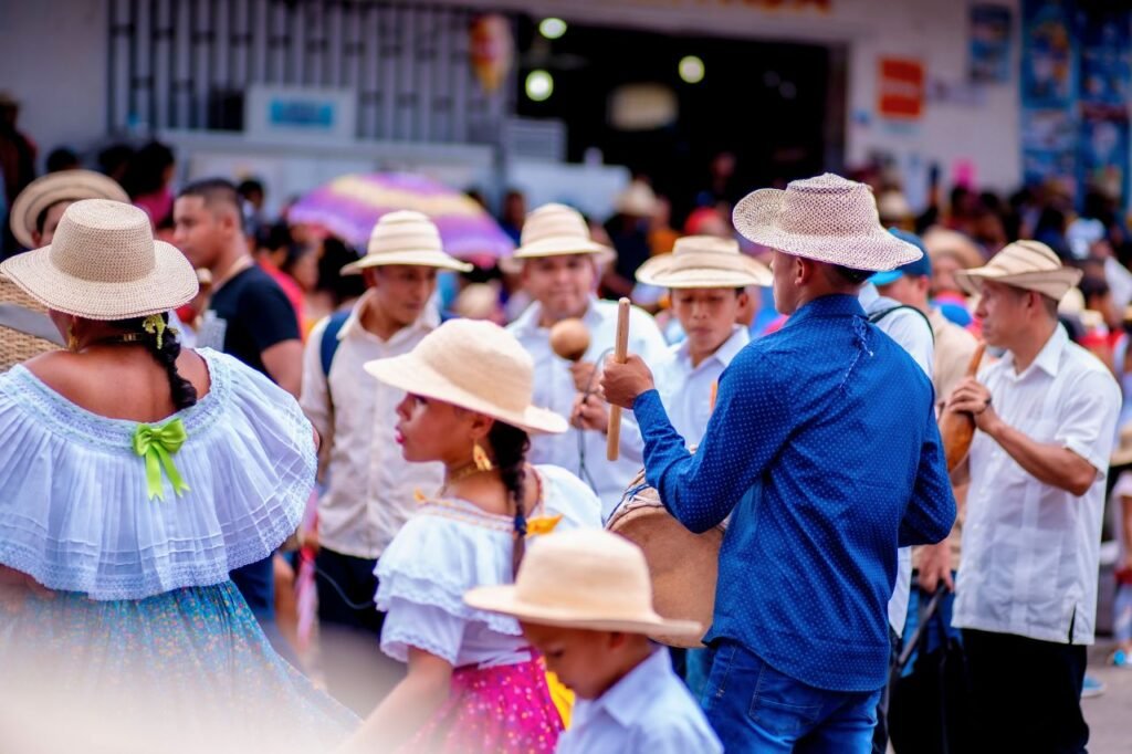 panamanian festival showcasing colorful traditional attire and music in an urban setting panamá, provincia de panamá, panamá
