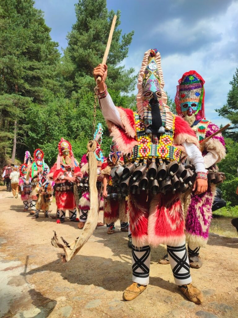 traditional kukeri performers in bulgaria showcase cultural costumes and rituals koprivshtitsa, sofia province, bulgaria