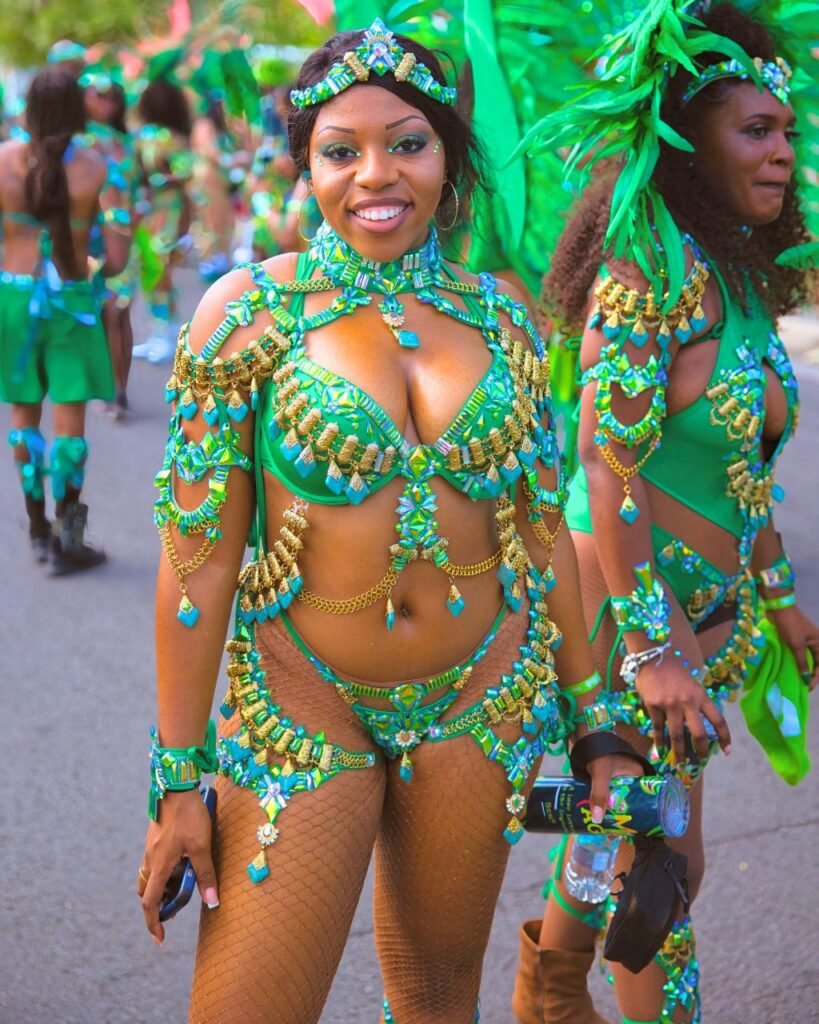 vibrant carnival scene in basseterre, showcasing elaborate costumes and joyous participants basseterre, saint george basseterre parish, saint kitts and nevis